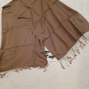 Coffee Pashmina Cashmere Scarf - New (Kenneth Cole)